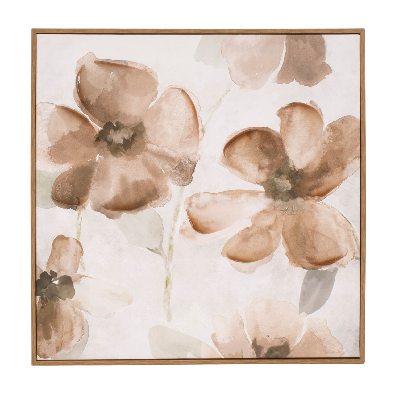 Melrose Wood Framed Watercolor Floral Wall Plaque - 16" - Set of 2
